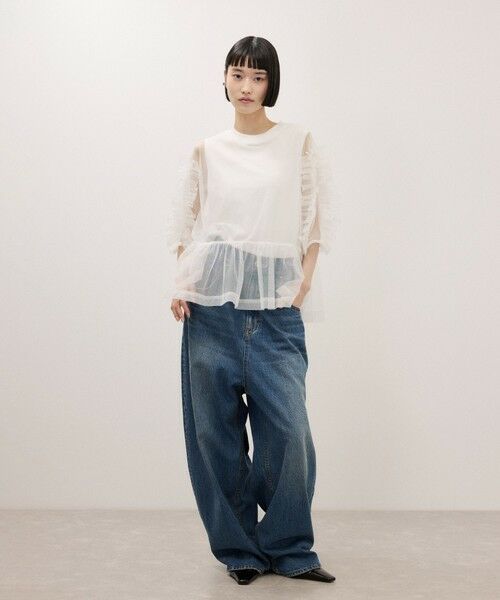 ROPE' / ロペ Tシャツ | 【ADAM ET ROPE’ FEMME】フリルギャザーチュールトップス【サステナブル】 | 詳細18