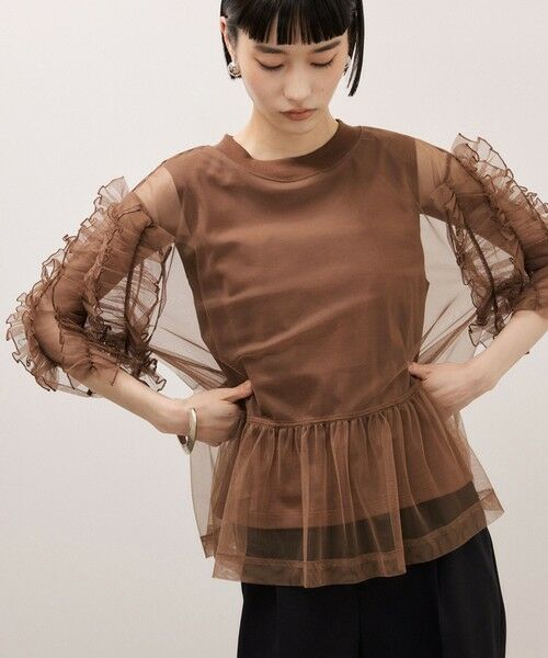 ROPE' / ロペ Tシャツ | 【ADAM ET ROPE’ FEMME】フリルギャザーチュールトップス【サステナブル】 | 詳細24