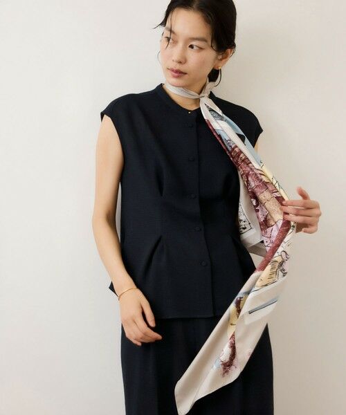 ROPE' / ロペ シャツ・ブラウス | カラミ織りタックナロースタンドブラウス/セットアップ対応・イージーケア | 詳細1