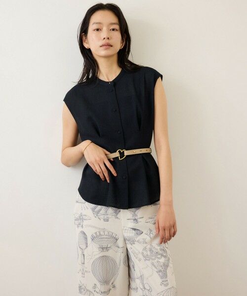 ROPE' / ロペ シャツ・ブラウス | カラミ織りタックナロースタンドブラウス/セットアップ対応・イージーケア | 詳細8