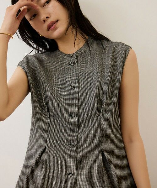 ROPE' / ロペ シャツ・ブラウス | カラミ織りタックナロースタンドブラウス/セットアップ対応・イージーケア（ブラック系(02)）