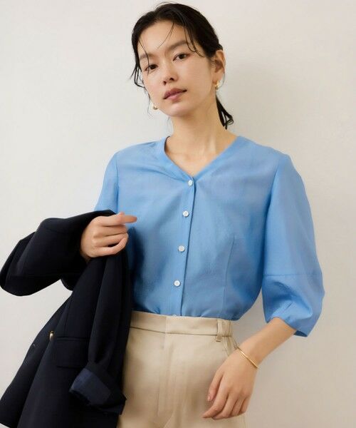 ROPE' / ロペ シャツ・ブラウス | ランタンスリーブシルクライクブラウス（ブルー(44)）