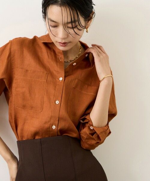 ROPE' / ロペ シャツ・ブラウス | ウォッシュリネンベーシックシャツ/イージーケア | 詳細2
