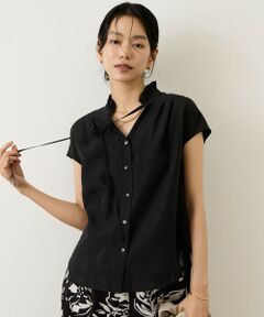 ROPE' / ロペ シャツ・ブラウス | 【一部WEB限定】スタンドフリルスキッパーブラウス(無地・ピンストライプ)/イージーケア