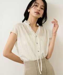 ROPE' / ロペ シャツ・ブラウス | 【一部WEB限定】スタンドフリルスキッパーブラウス(無地・ピンストライプ)/イージーケア