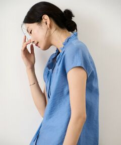 ROPE' / ロペ シャツ・ブラウス | 【一部WEB限定】スタンドフリルスキッパーブラウス(無地・ピンストライプ)/イージーケア