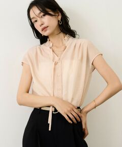 ROPE' / ロペ シャツ・ブラウス | 【一部WEB限定】スタンドフリルスキッパーブラウス(無地・ピンストライプ)/イージーケア