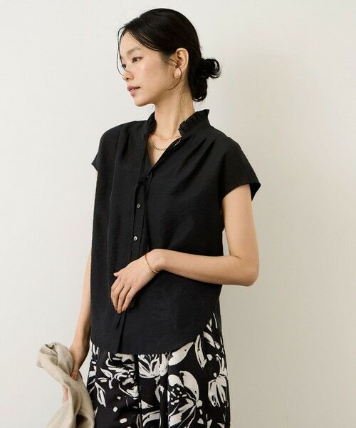 ROPE' / ロペ シャツ・ブラウス | 【一部WEB限定】スタンドフリルスキッパーブラウス(無地・ピンストライプ)/イージーケア | 詳細12