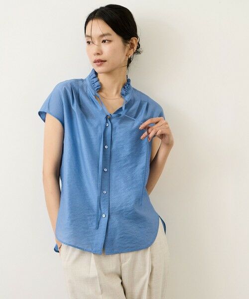 ROPE' / ロペ シャツ・ブラウス | 【一部WEB限定】スタンドフリルスキッパーブラウス(無地・ピンストライプ)/イージーケア | 詳細17