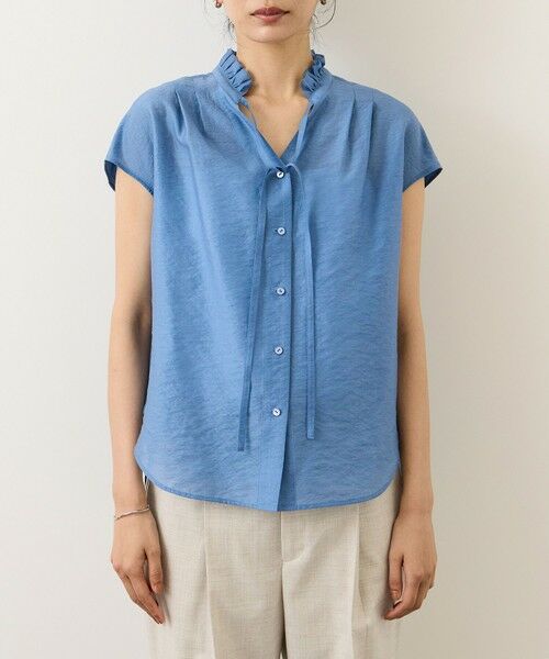 ROPE' / ロペ シャツ・ブラウス | 【一部WEB限定】スタンドフリルスキッパーブラウス(無地・ピンストライプ)/イージーケア | 詳細18