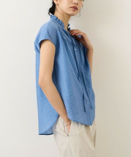 ROPE' / ロペ シャツ・ブラウス | 【一部WEB限定】スタンドフリルスキッパーブラウス(無地・ピンストライプ)/イージーケア | 詳細3