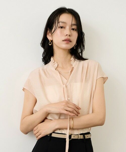 ROPE' / ロペ シャツ・ブラウス | 【一部WEB限定】スタンドフリルスキッパーブラウス(無地・ピンストライプ)/イージーケア | 詳細5