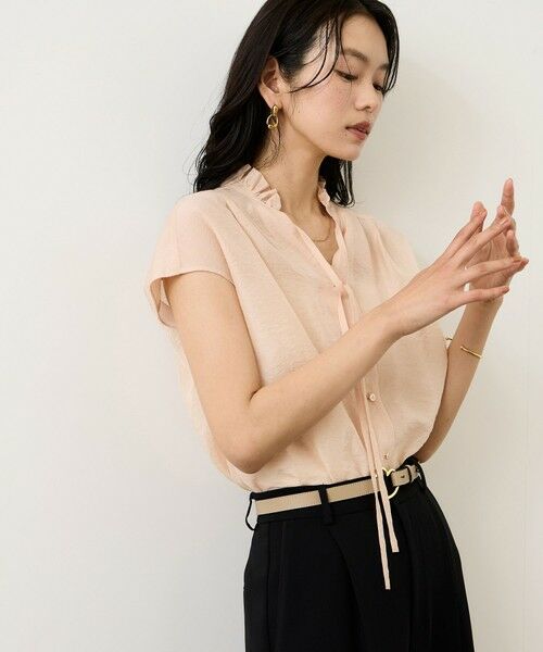 ROPE' / ロペ シャツ・ブラウス | 【一部WEB限定】スタンドフリルスキッパーブラウス(無地・ピンストライプ)/イージーケア | 詳細6