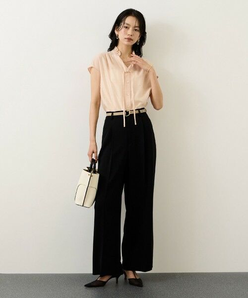 ROPE' / ロペ シャツ・ブラウス | 【一部WEB限定】スタンドフリルスキッパーブラウス(無地・ピンストライプ)/イージーケア | 詳細7