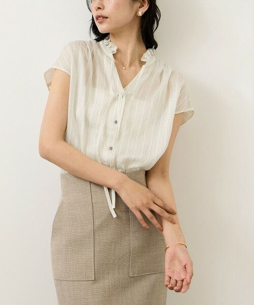 ROPE' / ロペ シャツ・ブラウス | 【一部WEB限定】スタンドフリルスキッパーブラウス(無地・ピンストライプ)/イージーケア | 詳細8