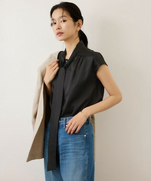 ROPE' / ロペ シャツ・ブラウス | サテンシルケットボウタイブラウス/イージーケア | 詳細3
