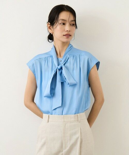 ROPE' / ロペ シャツ・ブラウス | サテンシルケットボウタイブラウス/イージーケア | 詳細26