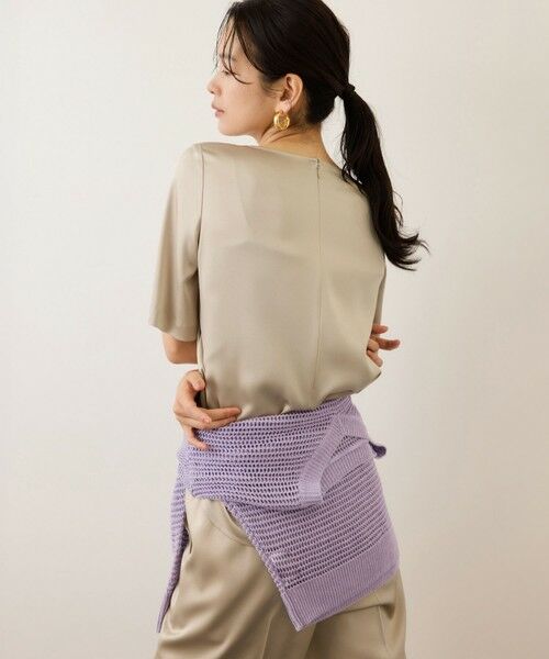 ROPE' / ロペ シャツ・ブラウス | ドレープサテンティーブラウス/セットアップ対応・イージーケア | 詳細1