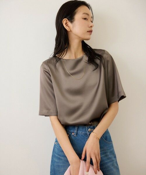 ROPE' / ロペ シャツ・ブラウス | ドレープサテンティーブラウス/セットアップ対応・イージーケア | 詳細10