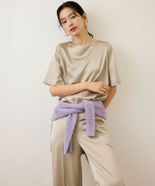 ROPE' / ロペ シャツ・ブラウス | ドレープサテンティーブラウス/セットアップ対応・イージーケア | 詳細2