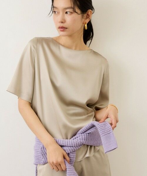 ROPE' / ロペ シャツ・ブラウス | ドレープサテンティーブラウス/セットアップ対応・イージーケア | 詳細3