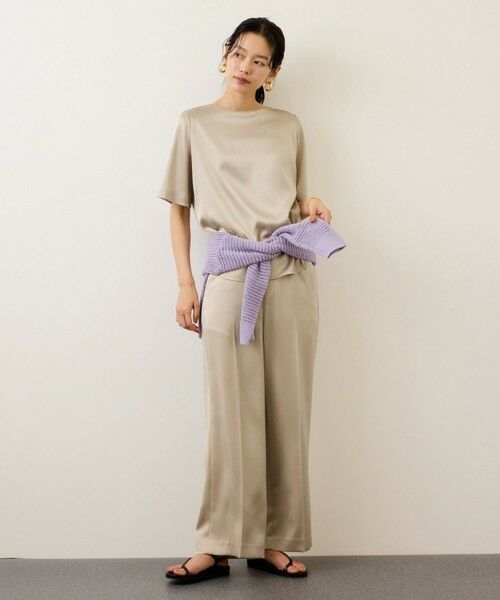 ROPE' / ロペ シャツ・ブラウス | ドレープサテンティーブラウス/セットアップ対応・イージーケア | 詳細4