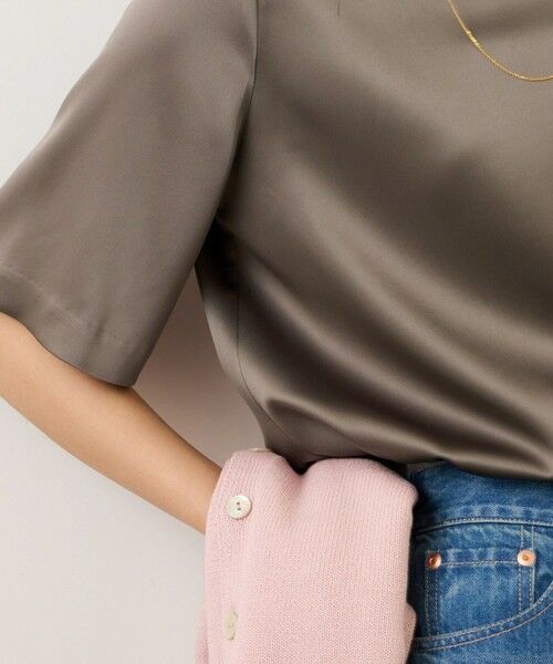 ROPE' / ロペ シャツ・ブラウス | ドレープサテンティーブラウス/セットアップ対応・イージーケア | 詳細8