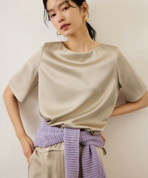 ROPE' / ロペ シャツ・ブラウス | ドレープサテンティーブラウス/セットアップ対応・イージーケア（ベージュ(27)）