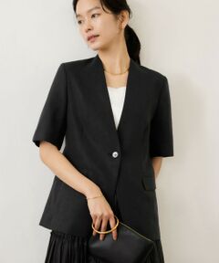 ROPE' / ロペ ノーカラージャケット | リネンハーフスリーブノーカラージャケット
