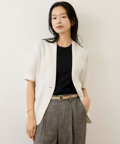 ROPE' / ロペ ノーカラージャケット | リネンハーフスリーブノーカラージャケット | 詳細1