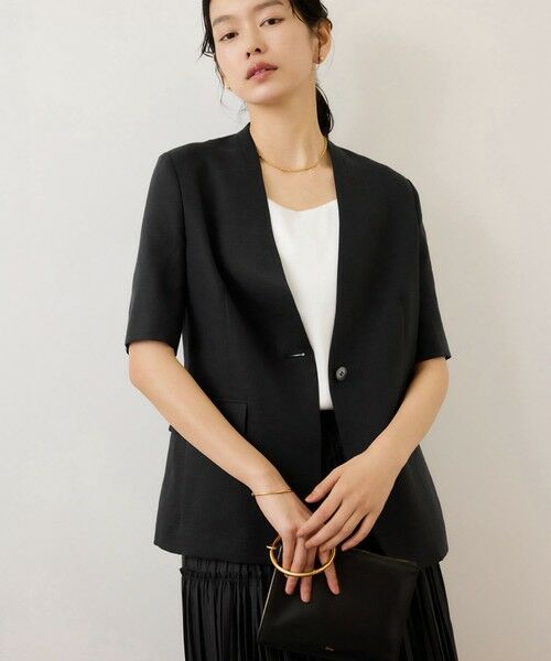 ROPE' / ロペ ノーカラージャケット | リネンハーフスリーブノーカラージャケット | 詳細13