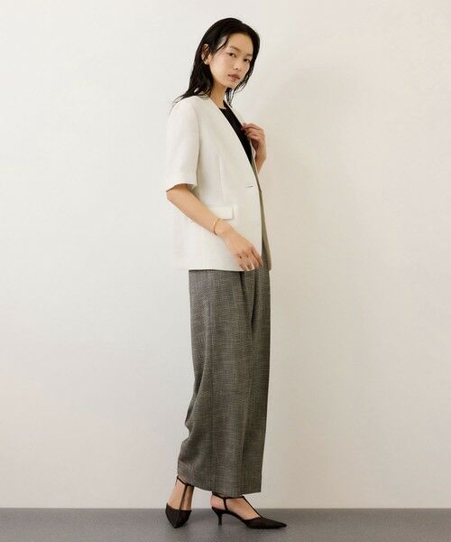 ROPE' / ロペ ノーカラージャケット | リネンハーフスリーブノーカラージャケット | 詳細5