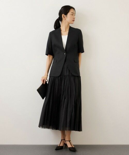 ROPE' / ロペ ノーカラージャケット | リネンハーフスリーブノーカラージャケット | 詳細9