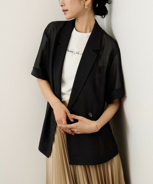 ROPE' / ロペ テーラードジャケット | ハーフスリーブライトメッシュジャケット/イージーケア（ブラック(01)）