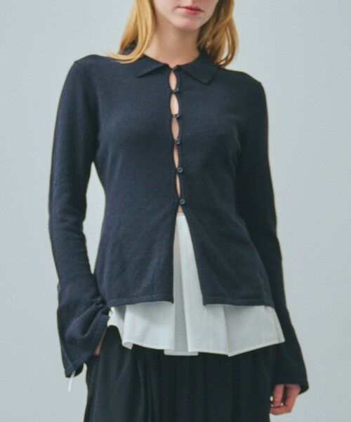 ROPE' / ロペ カーディガン・ボレロ | 【一部店舗限定】【REALM（レルム）】FLARE SLEEVE KNIT｜襟付きニットカーディガン | 詳細6