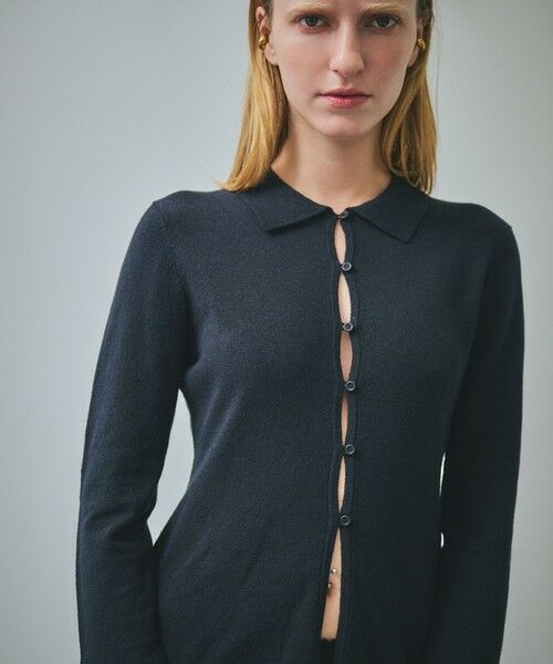 ROPE' / ロペ カーディガン・ボレロ | 【一部店舗限定】【REALM（レルム）】FLARE SLEEVE KNIT｜襟付きニットカーディガン（ブラック(01)）