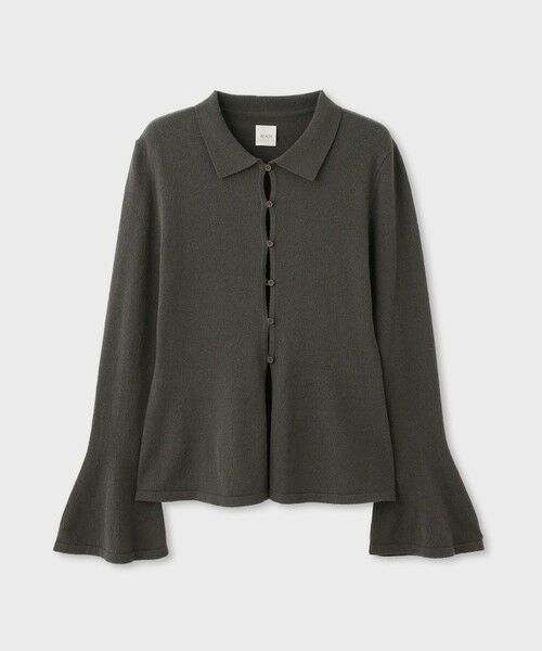 ROPE' / ロペ カーディガン・ボレロ | 【一部店舗限定】【REALM（レルム）】FLARE SLEEVE KNIT｜襟付きニットカーディガン（チャコール(06)）