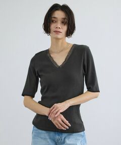 ROPE' / ロペ Tシャツ | 【SALON adam et rope'】【Angie La La for SALON】GENTLE intimate レースVネックプルオーバー