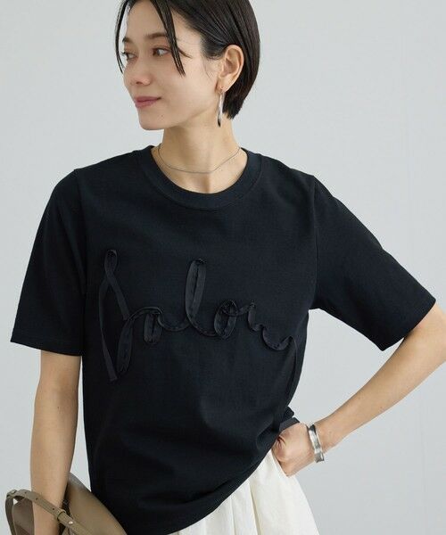 ROPE' / ロペ Tシャツ | 【SALON adam et rope'】テープ刺繍コンパクトTシャツ（ブラック(01)）