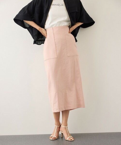 ROPE' / ロペ ミニ・ひざ丈スカート | [美人スカート]レーヨンリネンストレッチポケット付きタイトスカート/26SS・イージーケア | 詳細1