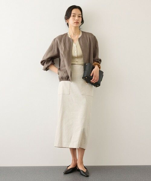 ROPE' / ロペ ミニ・ひざ丈スカート | [美人スカート]レーヨンリネンストレッチポケット付きタイトスカート/26SS・イージーケア | 詳細13