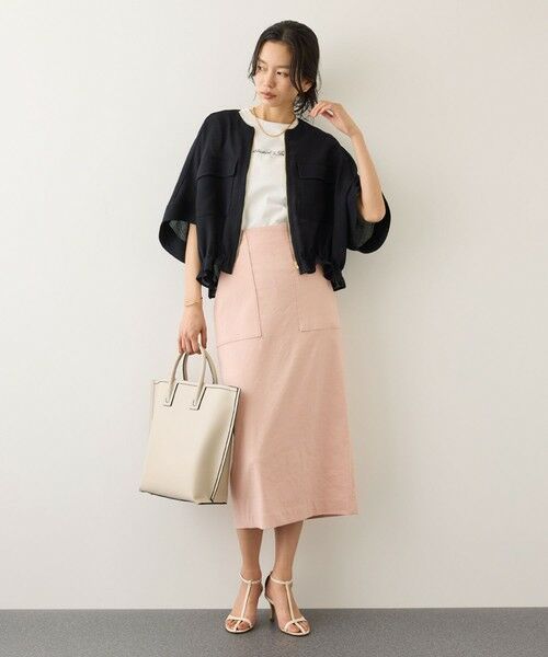 ROPE' / ロペ ミニ・ひざ丈スカート | [美人スカート]レーヨンリネンストレッチポケット付きタイトスカート/26SS・イージーケア | 詳細4