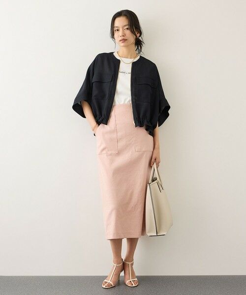 ROPE' / ロペ ミニ・ひざ丈スカート | [美人スカート]レーヨンリネンストレッチポケット付きタイトスカート/26SS・イージーケア | 詳細5