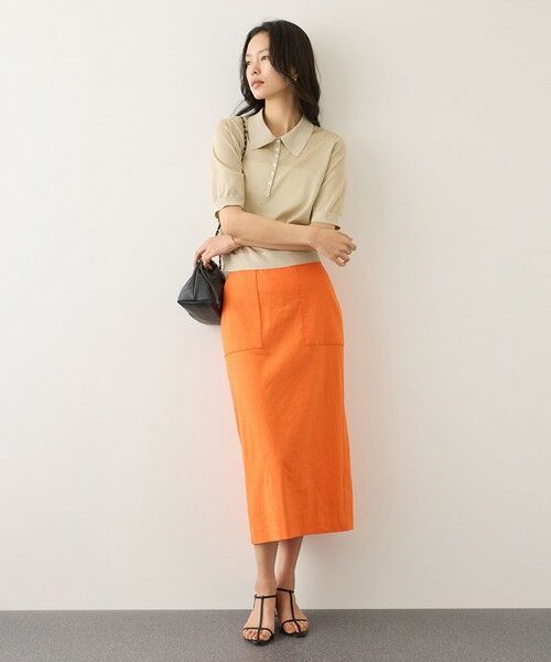 ROPE' / ロペ ミニ・ひざ丈スカート | [美人スカート]レーヨンリネンストレッチポケット付きタイトスカート/26SS・イージーケア | 詳細8