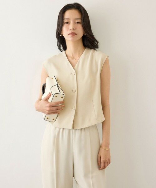 ROPE' / ロペ シャツ・ブラウス | コンフォートフレンチスリーブブラウス/UVケア・防シワ・接触冷感・吸水速乾・セットアップ対応・イージーケア（ベージュ(27)）