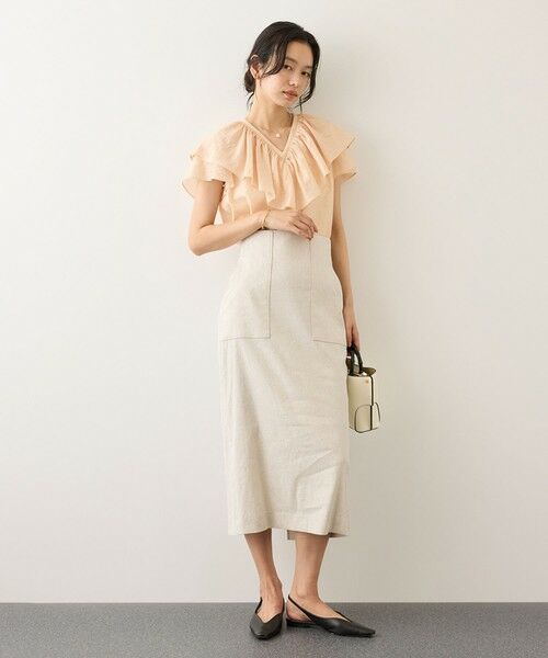 ROPE' / ロペ シャツ・ブラウス | 【一部WEB限定】Vネックフリルブラウス(無地・ピンストライプ)/イージーケア | 詳細11