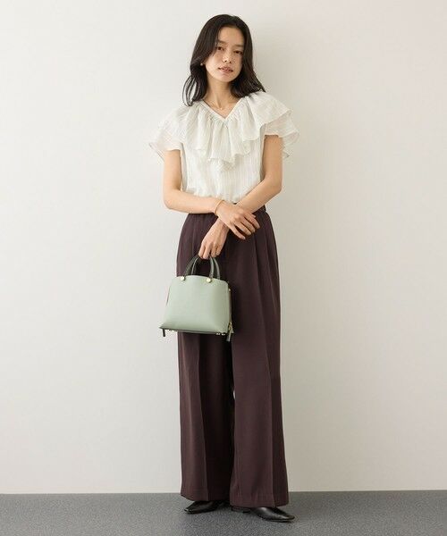 ROPE' / ロペ シャツ・ブラウス | 【一部WEB限定】Vネックフリルブラウス(無地・ピンストライプ)/イージーケア | 詳細12