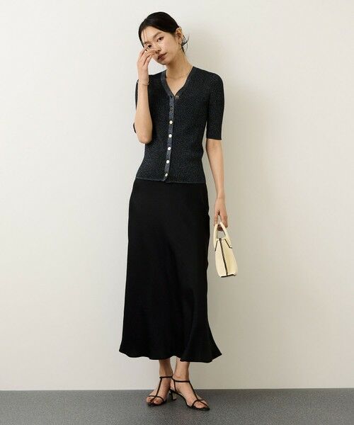 ROPE' / ロペ カーディガン・ボレロ | シアーラメワイドリブ5分袖カーディガン/イージーケア | 詳細11