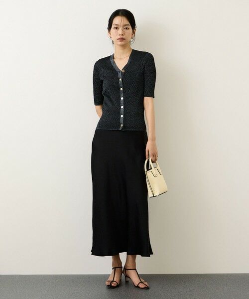 ROPE' / ロペ カーディガン・ボレロ | シアーラメワイドリブ5分袖カーディガン/イージーケア | 詳細12