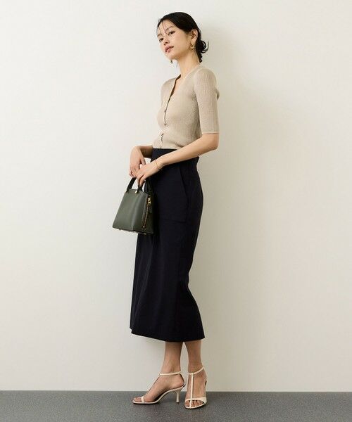 ROPE' / ロペ カーディガン・ボレロ | シアーラメワイドリブ5分袖カーディガン/イージーケア | 詳細13